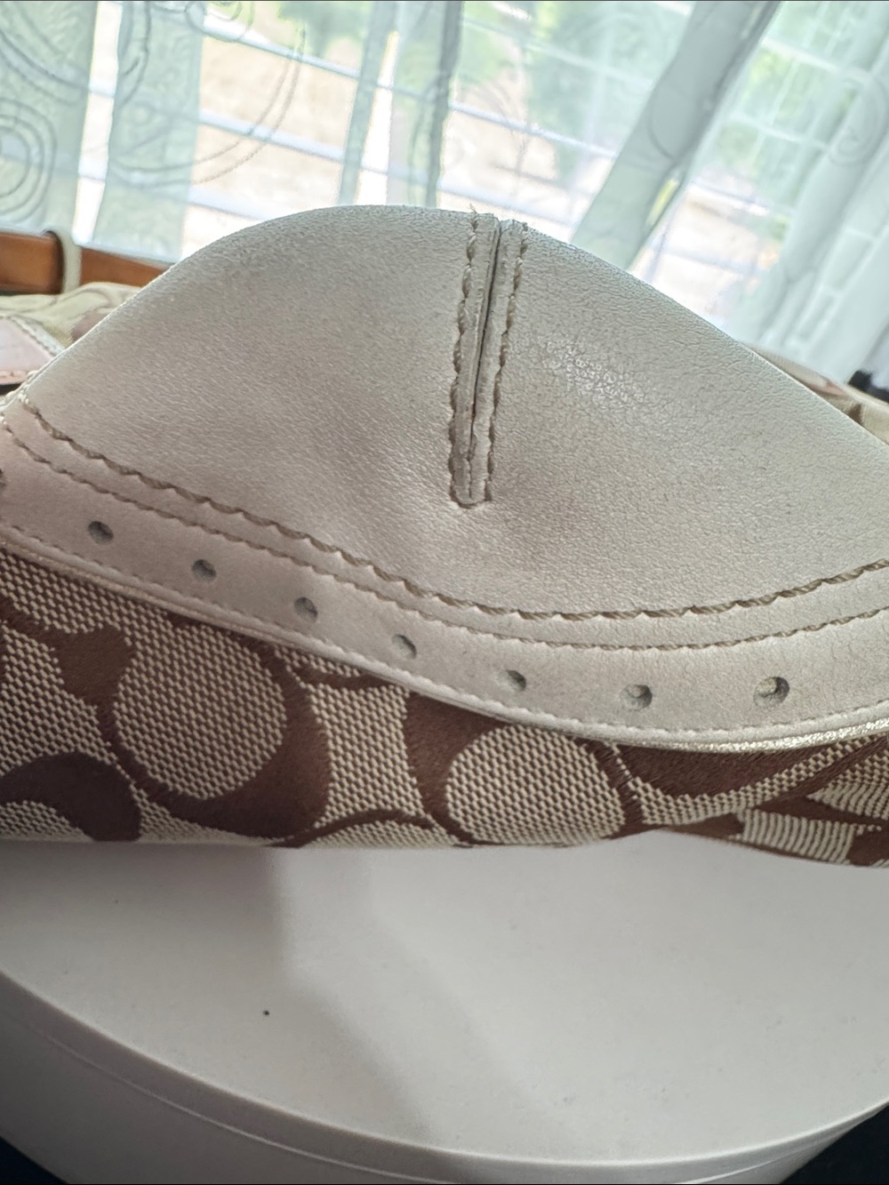 Coach Brown Signature Canvas Shoulder Bag with Tan and Cream Leather Accents - Picture 8 of 17
